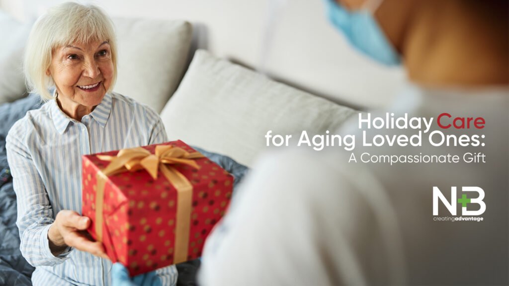 Aging woman giving a gift to caregiver